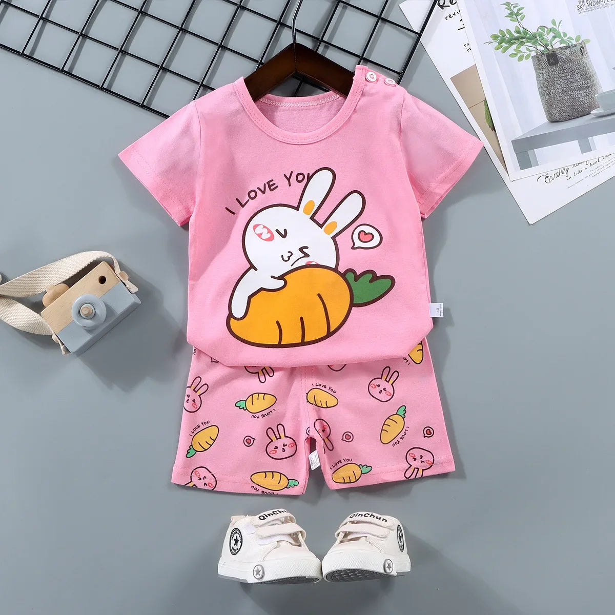 2PCS Mother Kids Clothes Children's Sets Boys Girl T-shirt Shorts Summer Cotton Short Sleeve Baby Children Clothing Toddler Suit