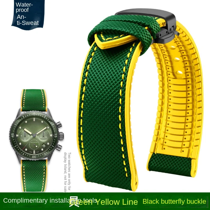For Longines Seiko water ghost Hamilton series nylon rubber Bottom watch strap 20mm 22mm 23 Strap Men soft Waterproof Wrist Band