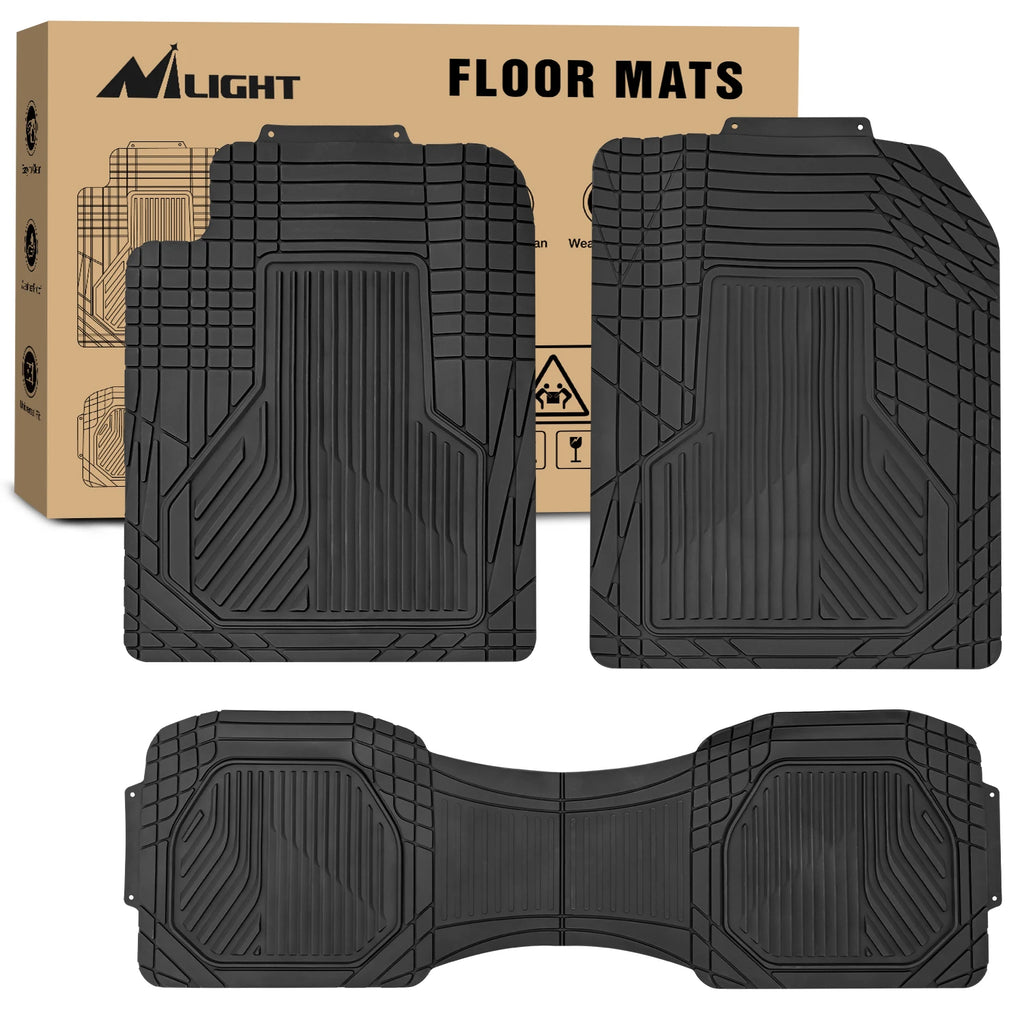 Nilight PVC Floor Mats for Cars Trucks SUVs, Universal Trim to Fit for Most Vehicles, All Weather Protection Heavy Duty Floor Liners, Pack of 3