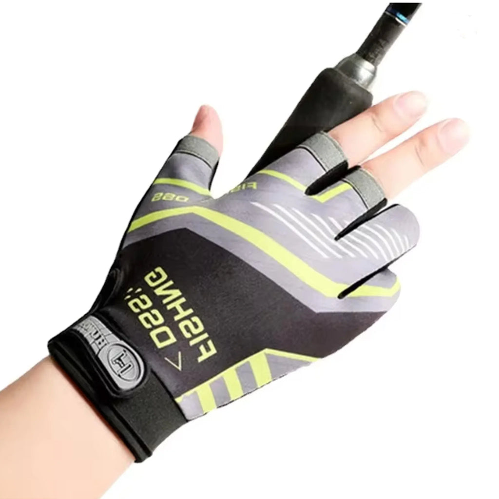 1Pair Luya Fishing Gloves Sunscreen Windproof Breathable Cut Resistant Anti Slip Three Finger Sports Fishing Equipment