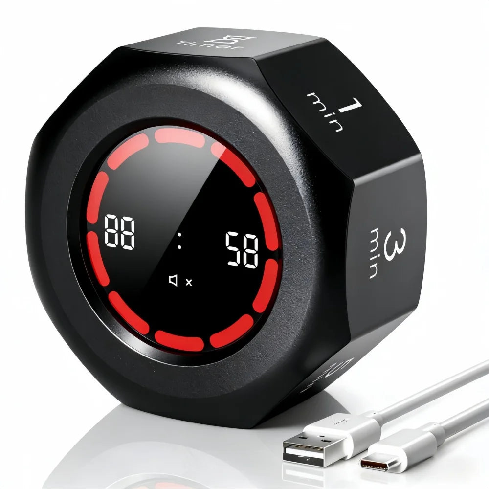 Pomodoro Timer -for Kitchen/Study/Shower Timer,Silent Flip Digital Visual egg Timer, 5/10/25/50min Cooking Gadgets Smart