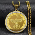 Seven Archangels Medal Angel Necklace for Women Men Stainless Steel Seal of Solomon Protection Chain Jewelry Collar NZZZ504S02
