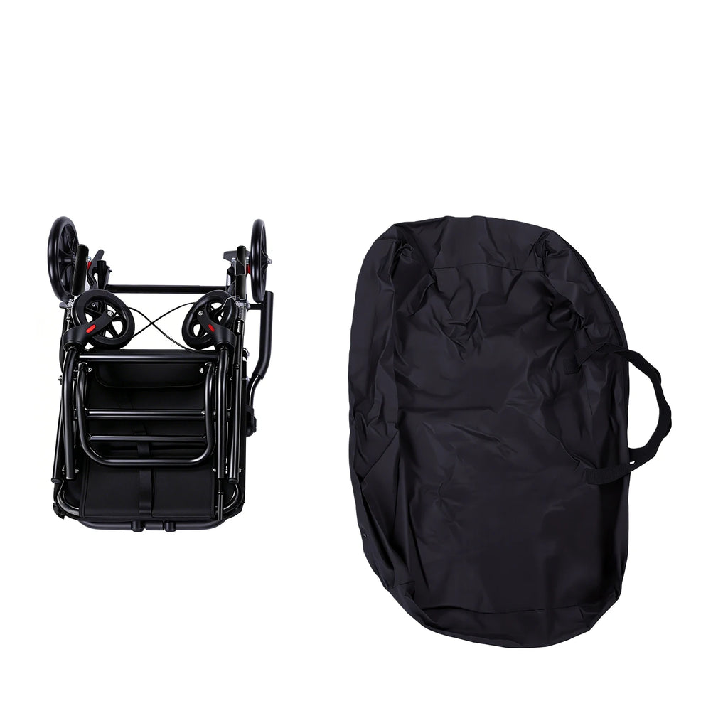 Folding Lightweight Wheelchair Transport Chair 13lbs Foldable Portable Mobility Seat with Brake Safe Belt for Elderly Disability