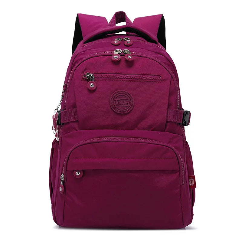A4 Large Capacity Nylon Men Women Laptop Backpack Lightweight Waterproof Schoolbag Travel Bag Green Blue Red Pink Black M2303