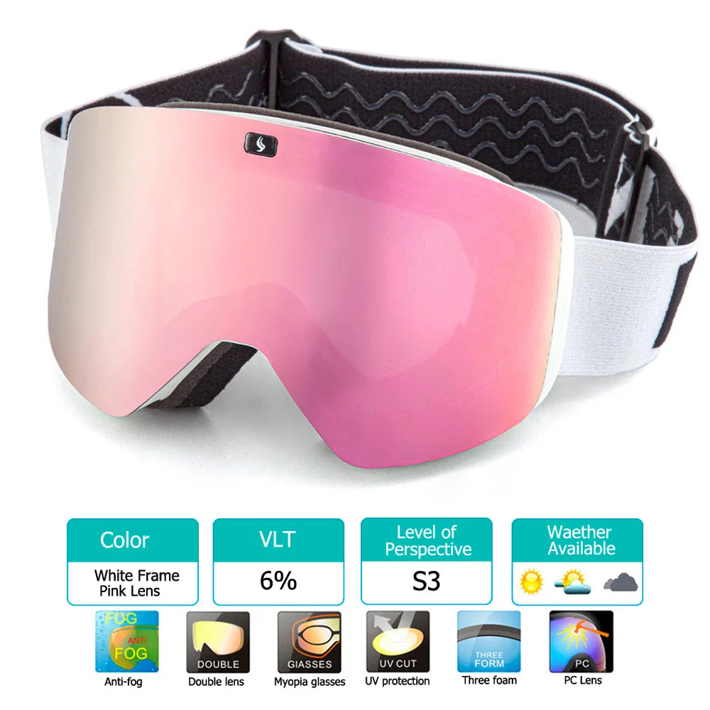 New UV400 Double Layer Magnetic Ski Goggles Polarized Lens Skiing Anti-fog Snowboard Goggles Men Women Ski Glasses Eyewear