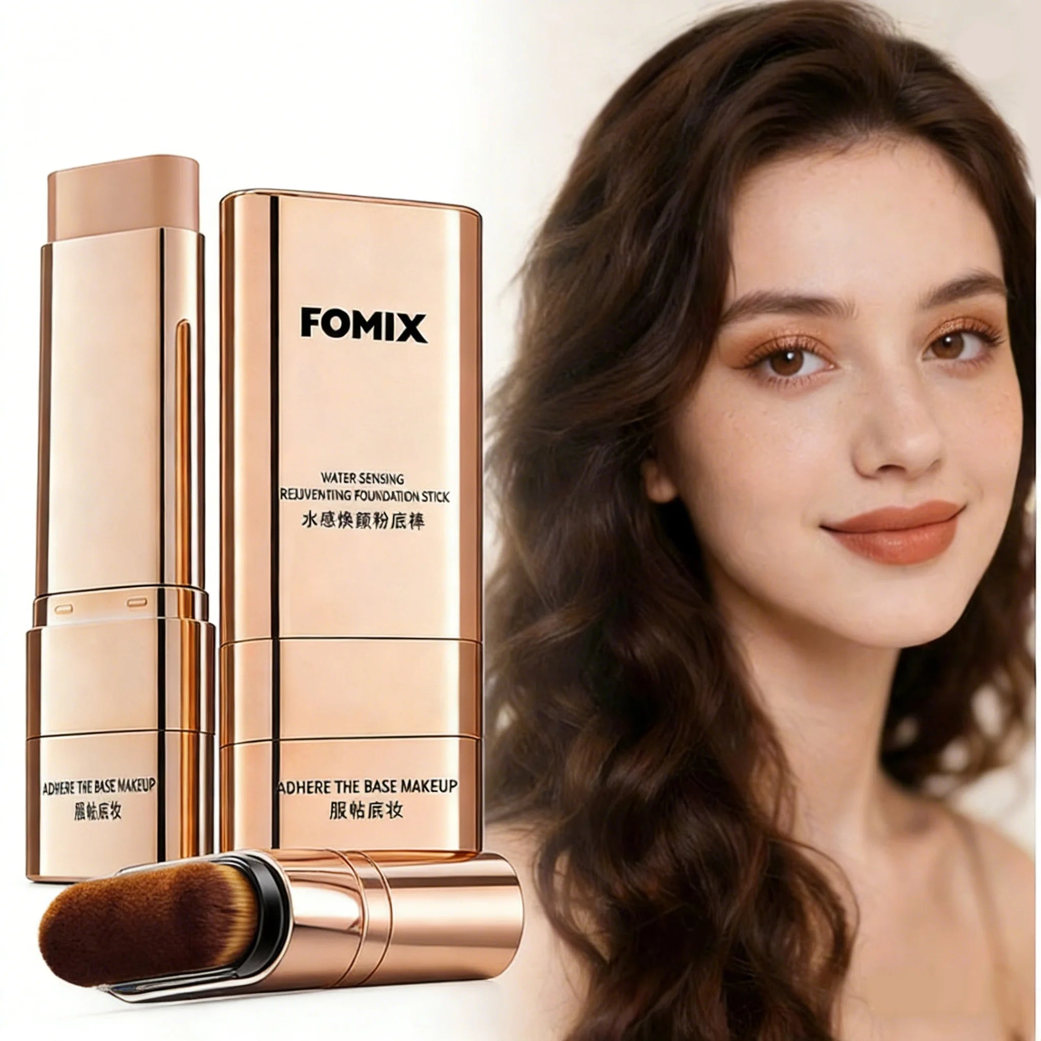Moisturizing Hydrating Foundation Stick Dual Heads - Brush Tip Smooth Non-gluggy Powder Lightweight Foundation Liquid Cream