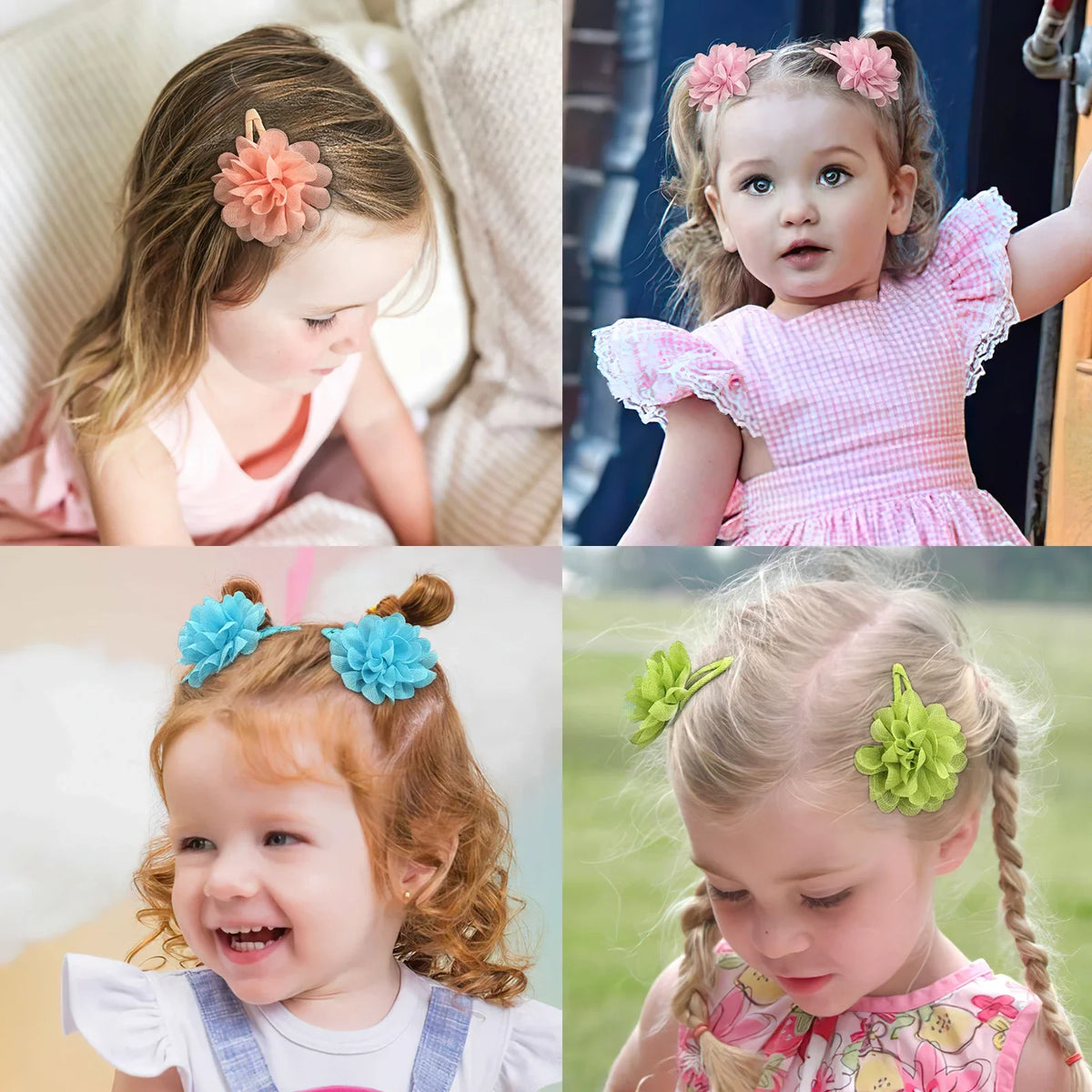 6Pcs Cute Chiffon Flower Anti Slip Bangs Hair Clip Princess Hair Accessory Suitable for Girls Daily Use a Choice as a Gift