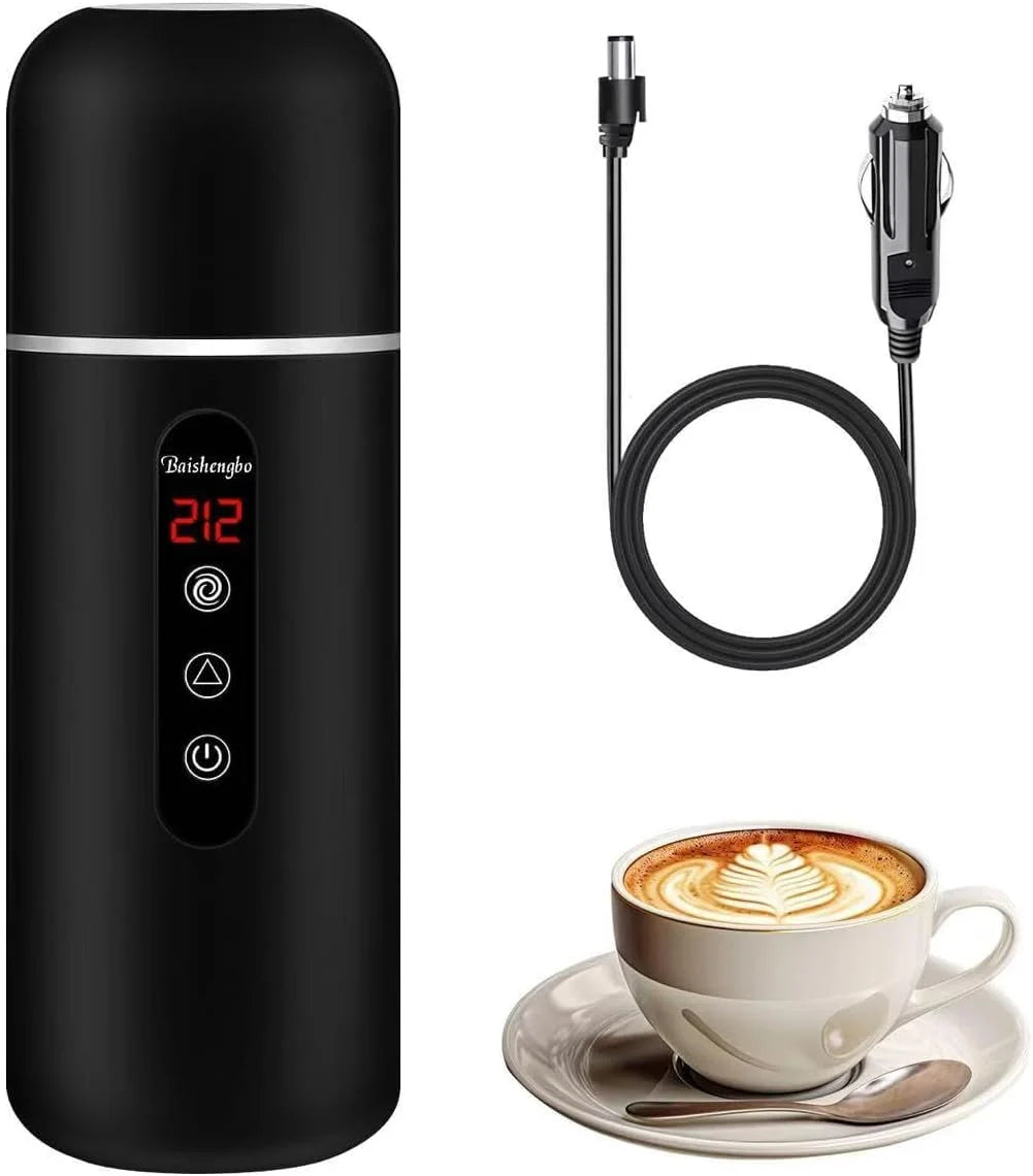 420ml Portable Car Heating Cup Electric Kettle 304 LED Smart Temperature Control Warmer Stirring Cup Heating Bottle Mixing Cup