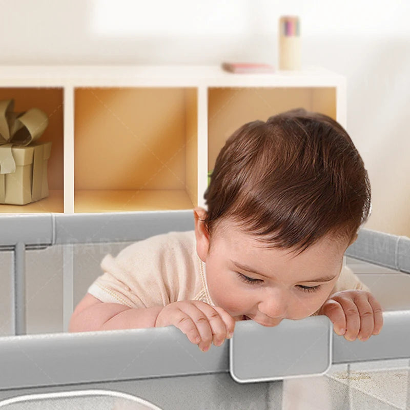 IMBABY Baby Playground 150x180cm Baby Playpen Grey Children's Fence Box with Protective Angle Game Playpen for Children Activity