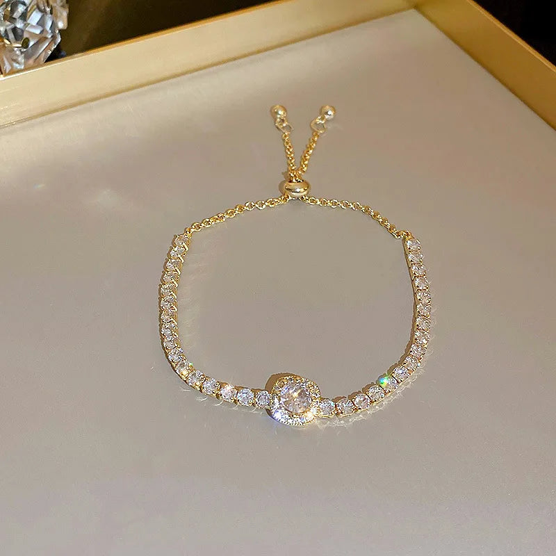 Luxury Color Cubic Zirconia Gold Color Tennis Bracelets For Women Girls 2022 New Trend Chain Bracelets Jewelry Party Gifts