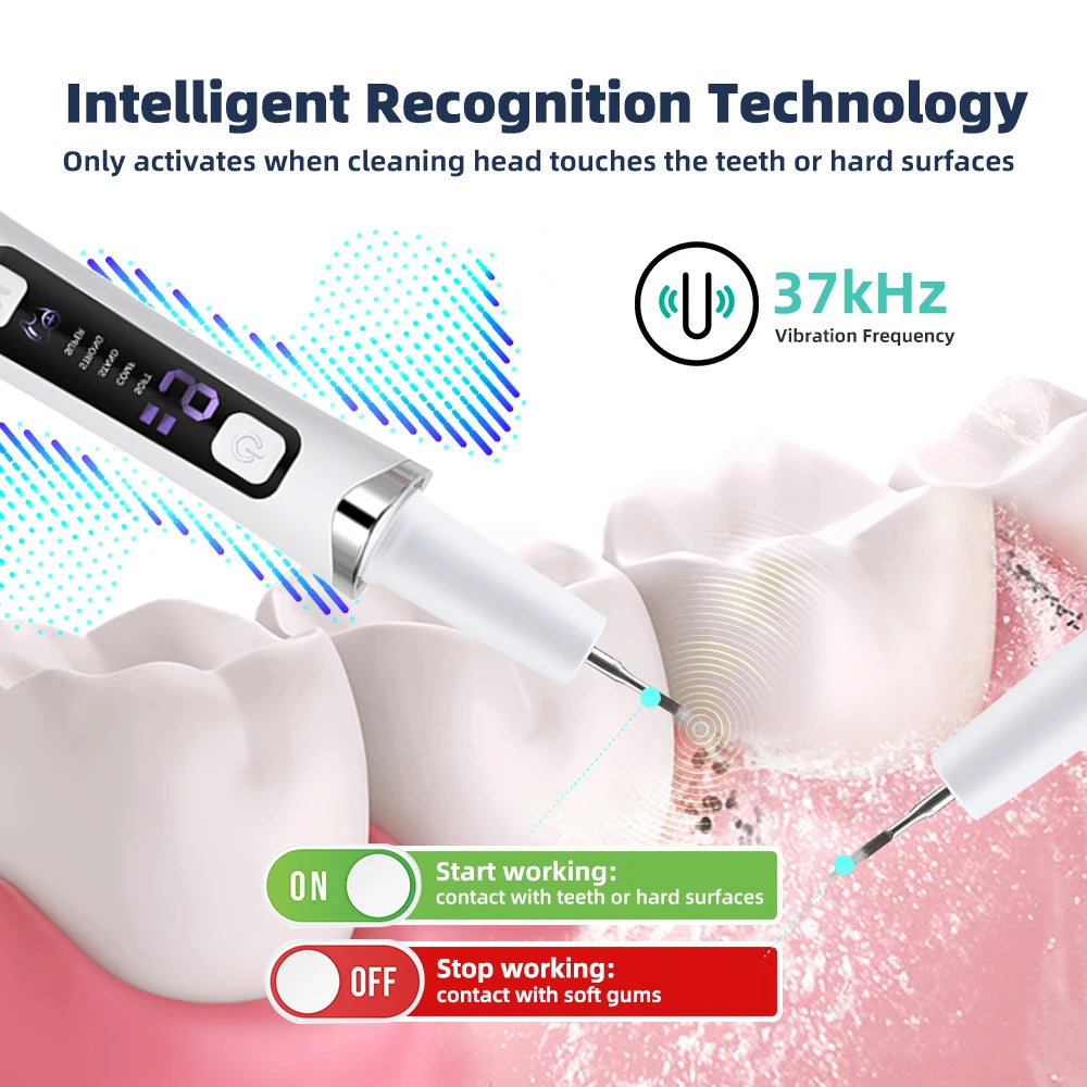 Ultrasonic Dental Scaler Tartar Remover for Teeth Cleaning 5 Modes with LED Light Household Oral Care Dental Cleaner Tool