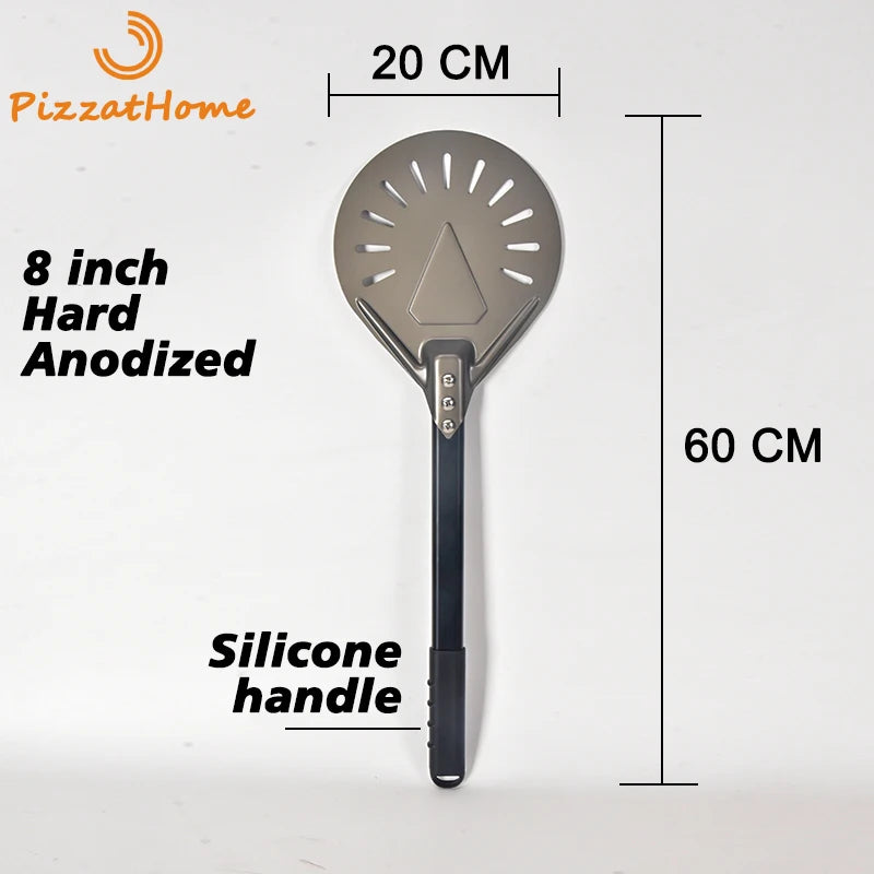 PizzAtHome Long Handle 7/ 8/ 9 Inch Perforated Pizza Turning Peel Pizza Shovel Aluminum Pizza Peel Paddle Small Pizza Tool