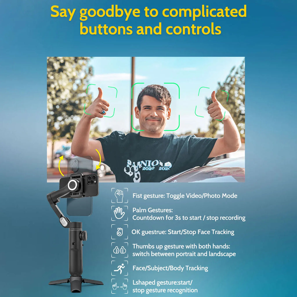 Smart XPro Smartphone 3 Axis Gimbal Stabilizer For iPhone and Android Smartphone Shooting Video With fill light effect