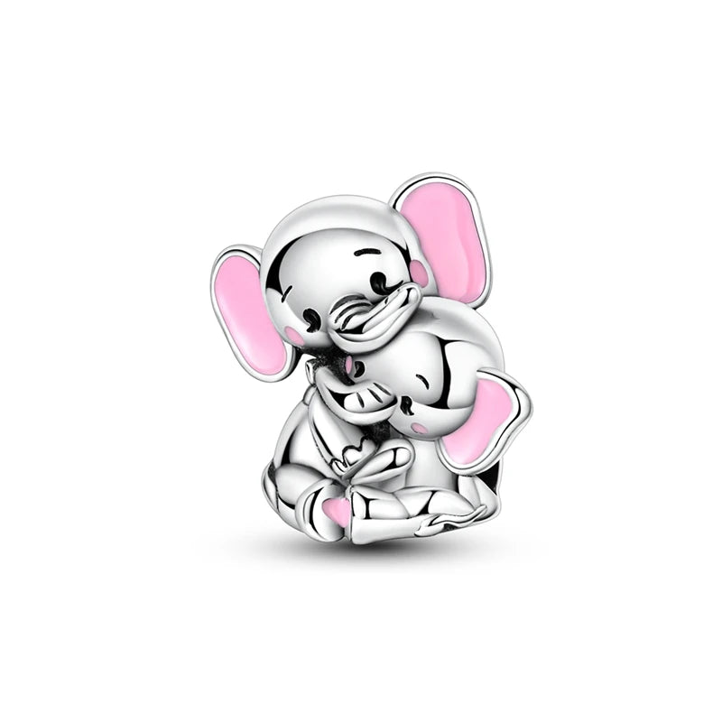 Pink Charms Original 925 Sterling Silver Heart Bow Perfume Bottle Charms Beads Pendants Fit Bracelet DIY Women Jewelry Making