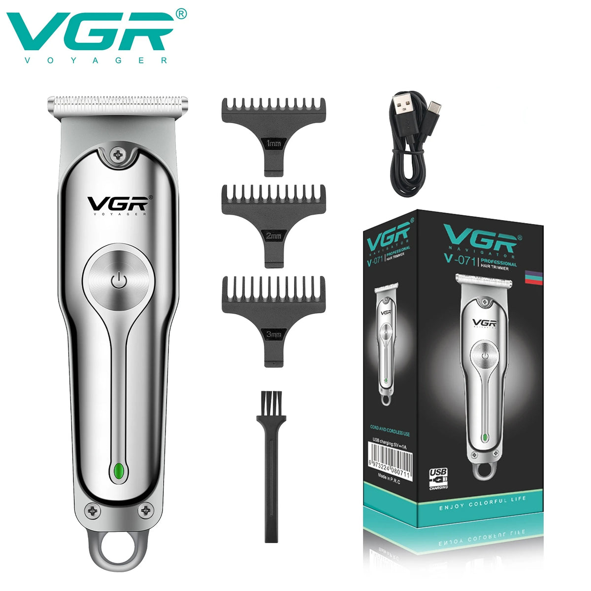 VGR Trimmer Rechargeable Hair Clipper Cordless Hair Cutting Machine Electric Clipper Professional Hair Trimmer for Men V-071