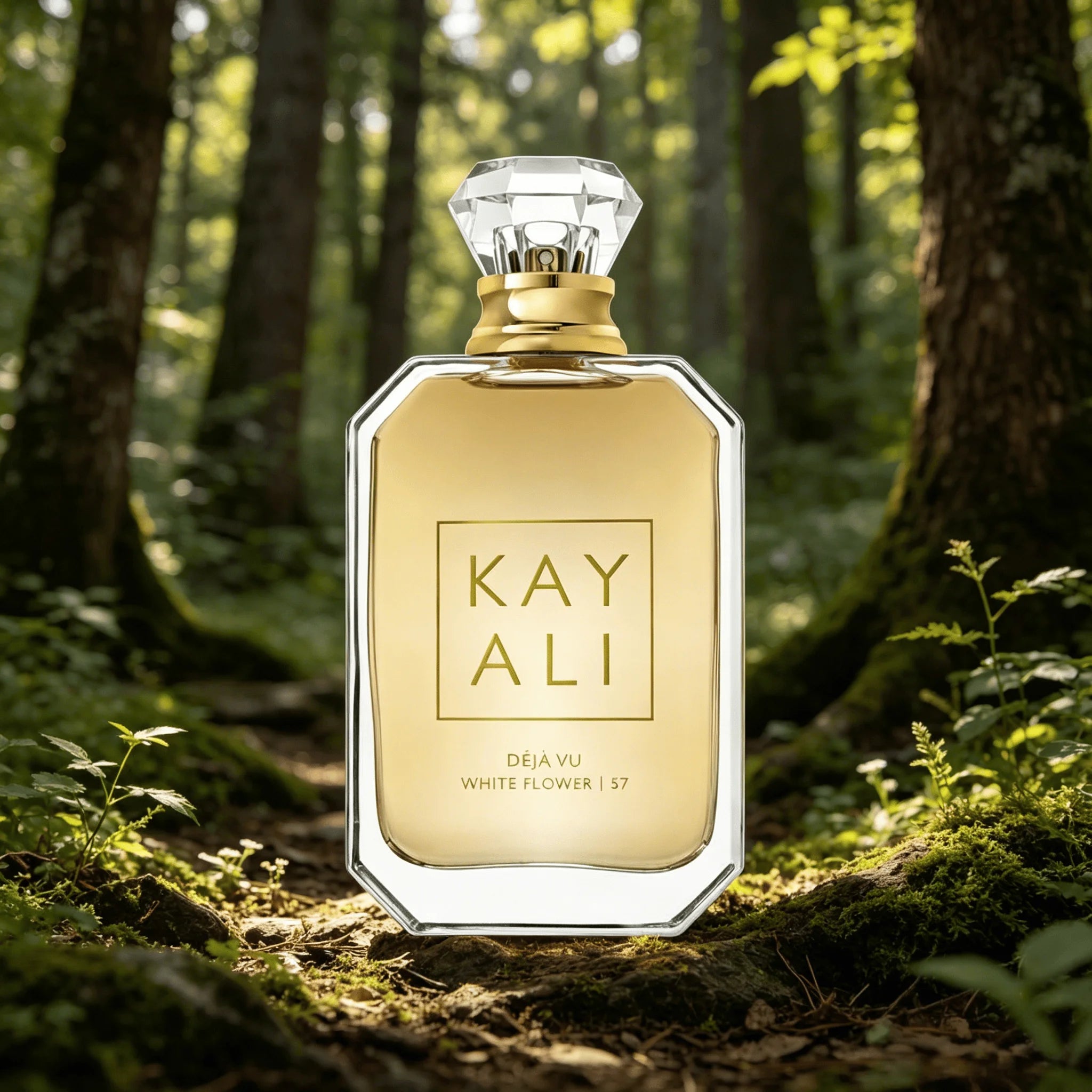 Kayali （57） Fresh Natural White Flower Aroma Women Perfume, Long Lasting Light Floral Scent, Elegant Transparent Golden Bottle, Ideal Daily Gift for Women.