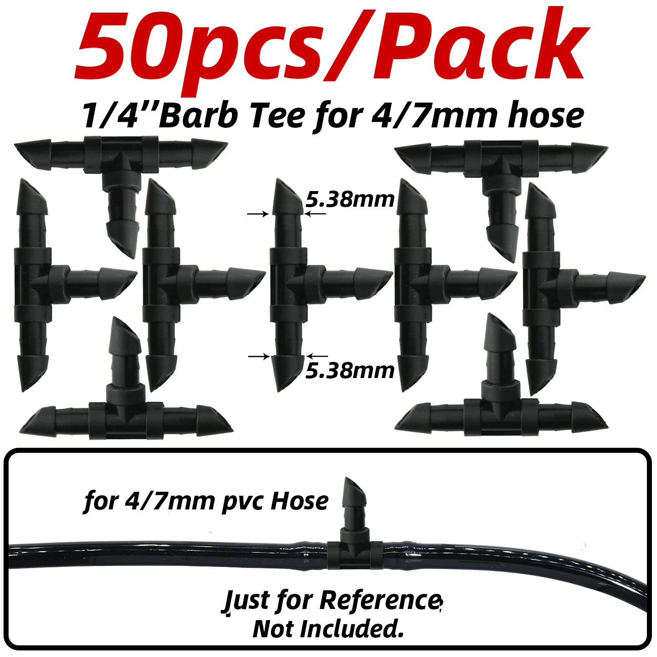 1-50pcs 4/7mm Barbed Connector Irrigation Fitting Drip Irrigation Connector 1/4'' Tubing Hose Fitting for Flower Pot Garden Lawn