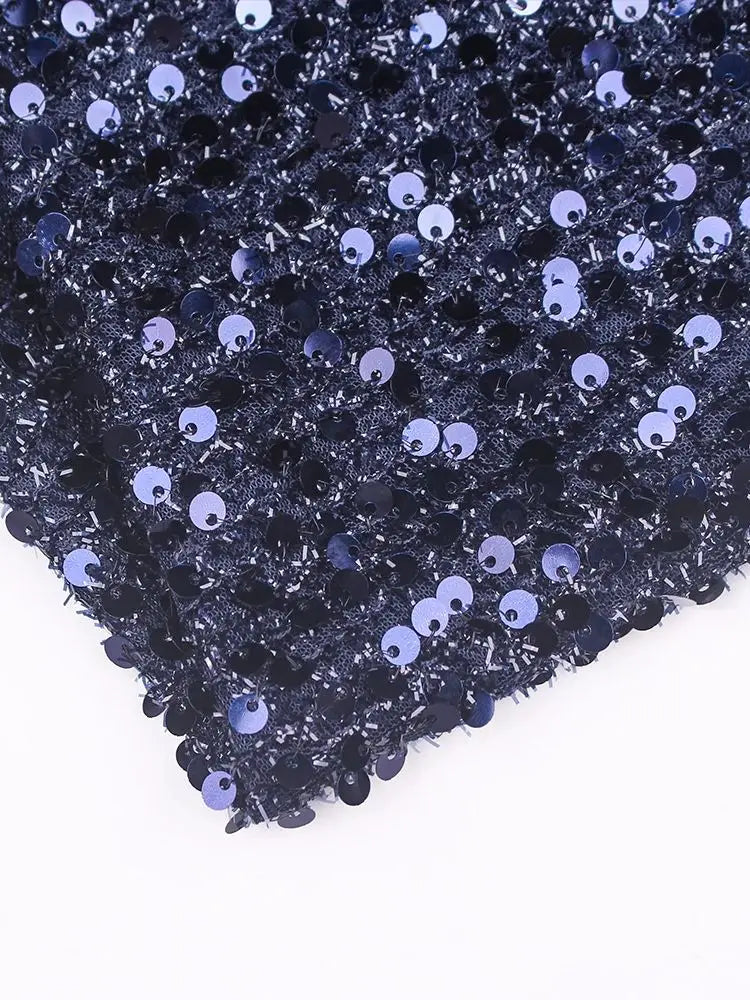 Romagic Navy Blue Slash Neck Off Shoulder Prom Gown Sequin Detachable Train Mermaid Evening Party Dresses Cocktail Dress 2025