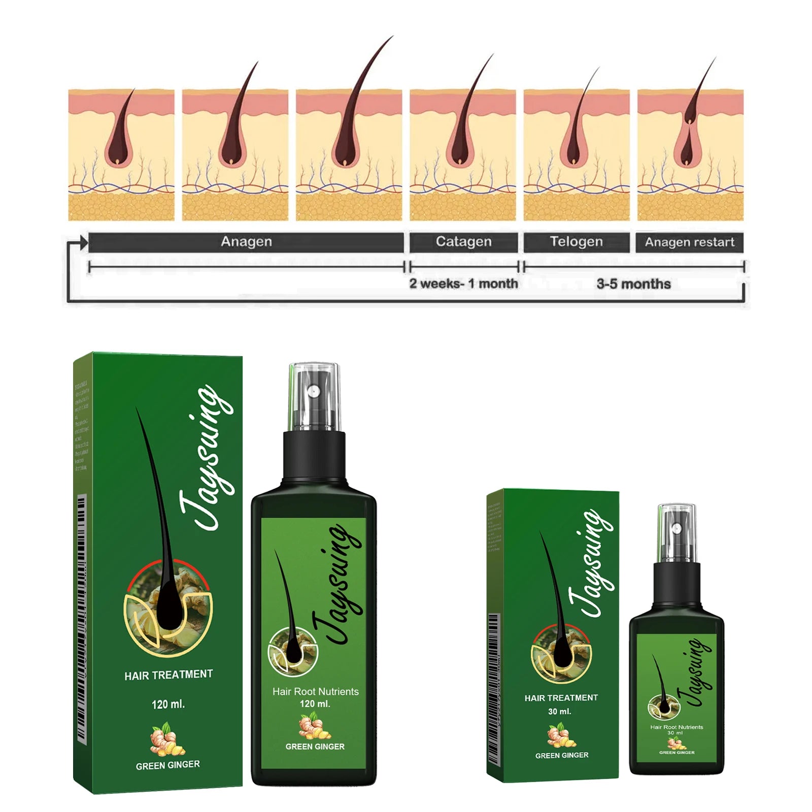 Fast Hair Growth Spray Anti-Baldness Thickening Growing Moisturize Smooth Hair Repair Split Frizz Ginger Scalp Treatment Essence