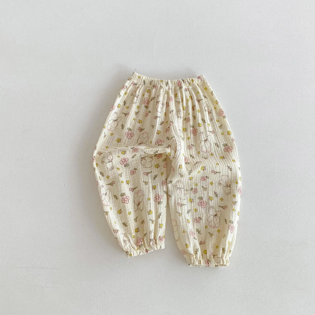 Anti Mosquito Pants For Children Clothing Summer New Style Kids Girl's Floral Trousers Loose Casual Baby Harem Pants 9m-6y 2024