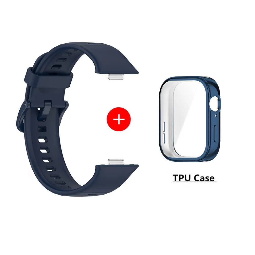 Silicone Watch Strap For Huawei Watch Fit 3 Strap Replacement Band For Huawei Watch Fit3 Strap With Case Screen Protector