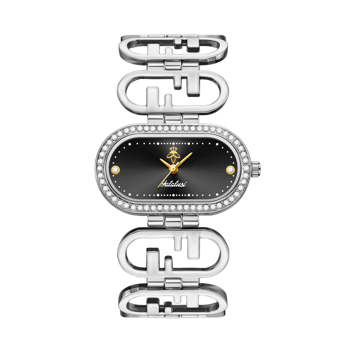 YaLaLuSi Vintage-Style Oval Diamond-Set Ladies’ Watch; Affordable Luxury Skeletonised Bracelet Quartz Ladies’ Watch Reloj