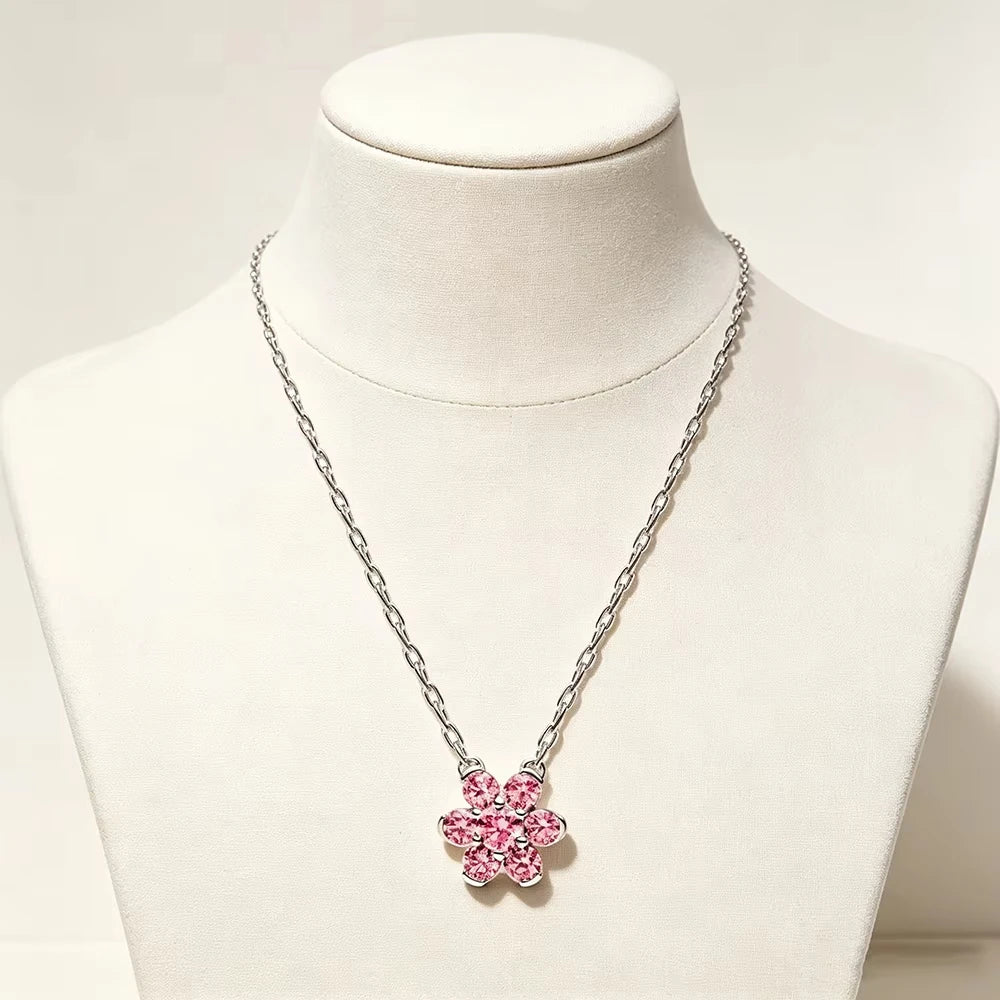 S925 silver clover thread lock bow necklace suitable for women's daily wear DIY exquisite jewelry gifts