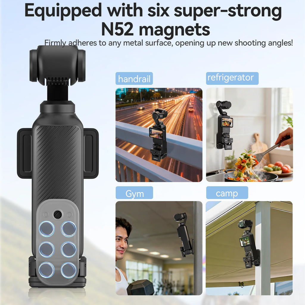 Ulanzi PK16 Pocket3 Magnetic Mount for DJI Osmo Pocket4 3 Quick Release Adapter Frame Holder Outdoor Travel Vlogging Accessories
