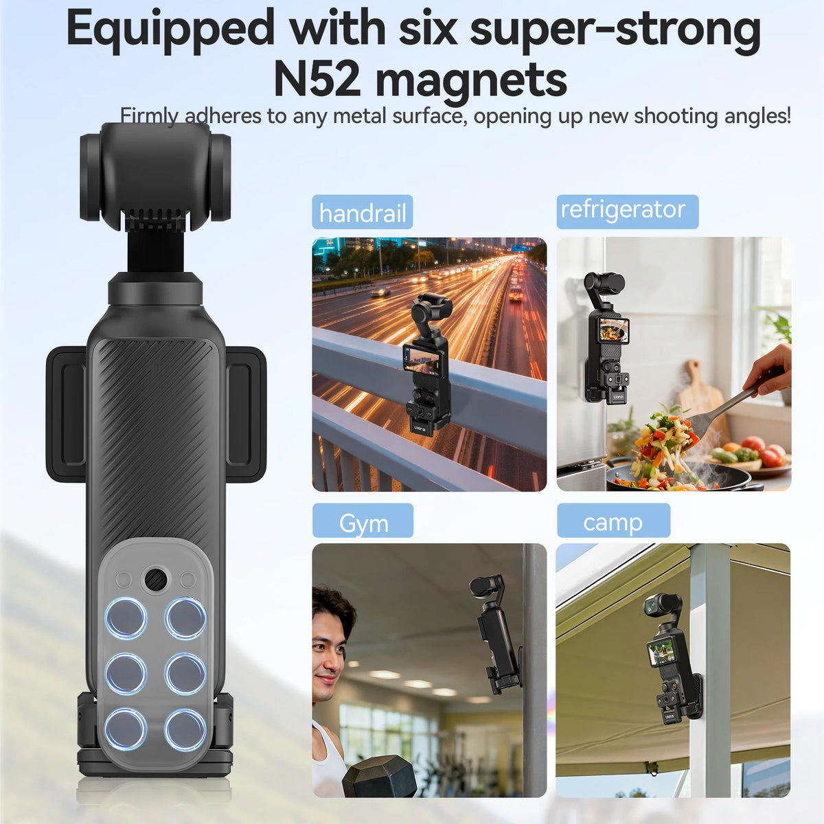 Ulanzi PK16 Pocket3 Magnetic Mount for DJI Osmo Pocket4 3 Quick Release Adapter Frame Holder Outdoor Travel Vlogging Accessories
