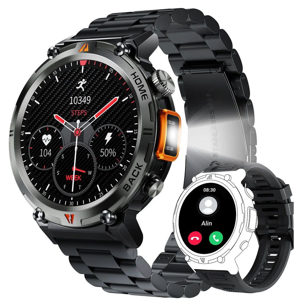 EIGIIS KE3 Smart Watch 3ATM Waterproof Original Design For Men Bluetooth Call Health Monitor With Flashlight 100+ Sports Modes