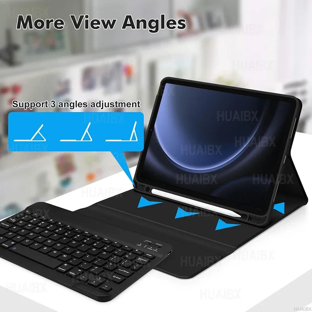For Samsung Galaxy Tab S9 FE 10.9 Inch Case, Detachable Keyboard for Samsung Tab S9 FE SM-X510/X516B