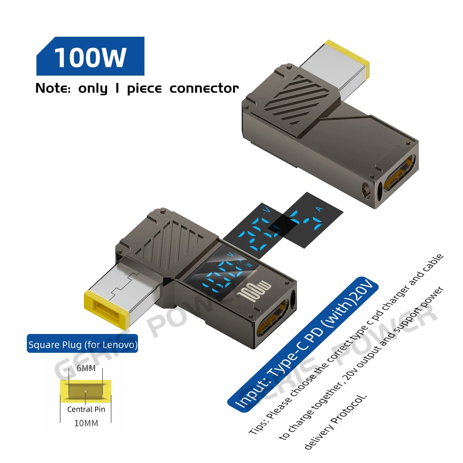 LED Display PD 100W Laptop Power Supply Adapter Charger Connector USB Type C PD to DC Jack Plug Converter for Lenovo Hp Dell