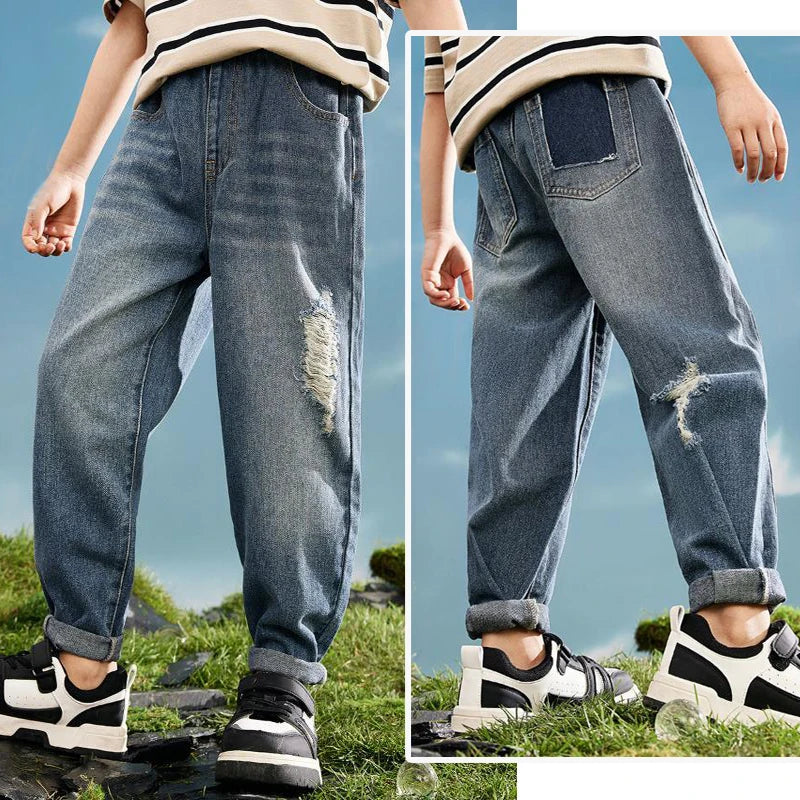 IENENS Kids Boys Jeans Baby Clothes Classic Pants Children Denim Clothing Infant Boy Casual Bowboy Bottoms Trousers  4-11 Years