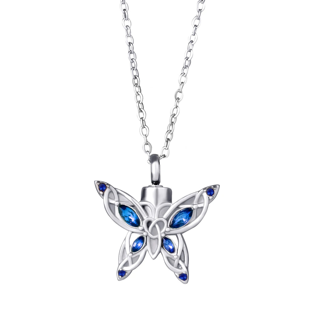 Butterfly Ash Holder Urn Pendant Necklace Stainless Steel Cremation Jewelry with 20" Chain Filling Kit