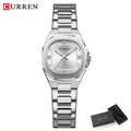 CURREN Gold Women's Watch Diamond Accents Stylish Stainless Steel Band, Elegant Design Comes with Free Box
