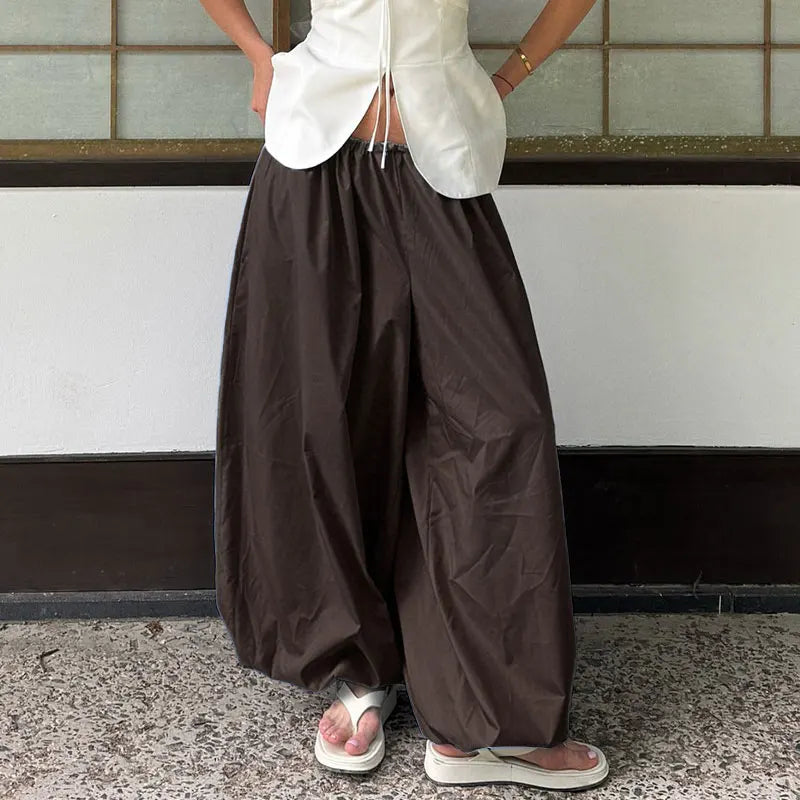 100% Cotton High Quality Women Casual High Waist Bloomers Long Pants Fashion Big Wide Leg Pants Women Clothes Trousers