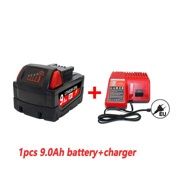 For Milwaukee M18 Power Tool Battery, Charger, BR, XC, 18V 6.0Ah M18B5, 48-11-1860, Milwaukee 18V Battery Built-in 18650 Battery