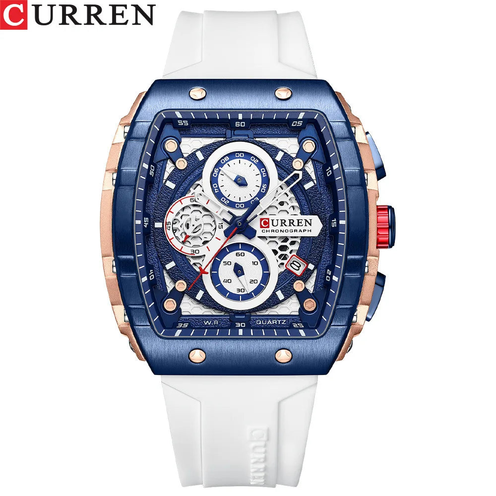 CURREN 8442 Top Brand Men's Watches Luxury Square Quartz Wristwatch Waterproof Luminous Chronograph Watch for Men Date Clock