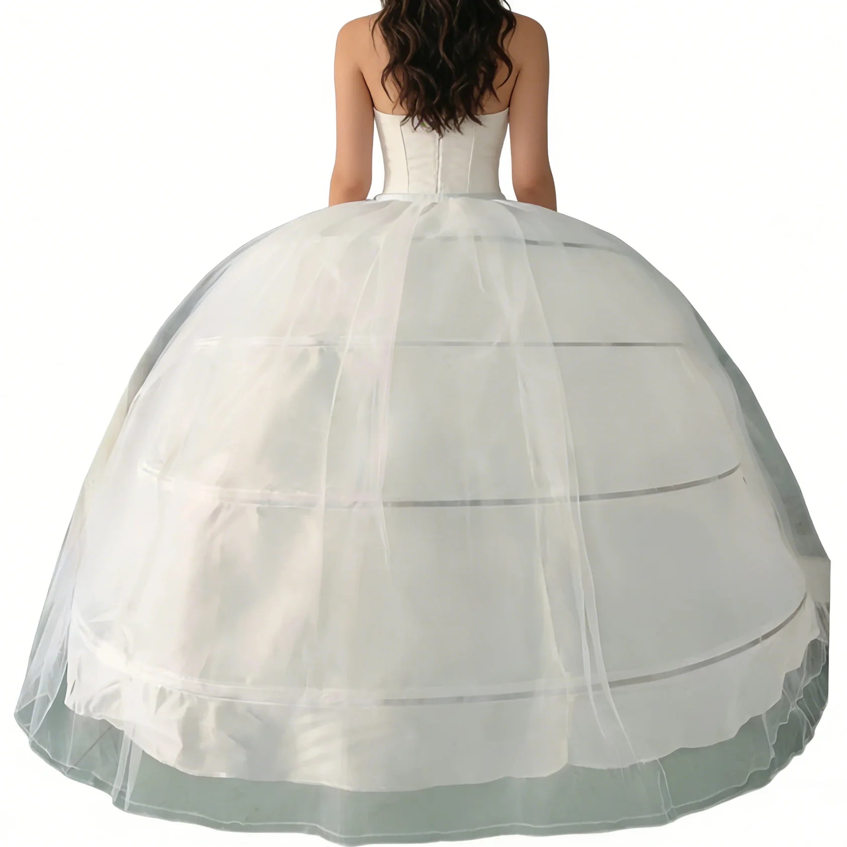 New Hot Sell 4 Hoops Big White Petticoat Super Fluffy Crinoline Slip Underskirt For Wedding Dress Bridal Gown In Stock