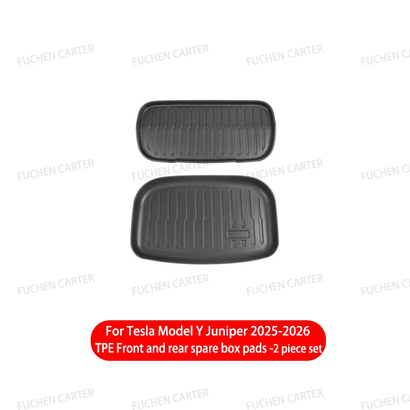 For Tesla Model Y Juniper 2025 2026 TPE Car Front Rear Trunk Mat Waterproof Wear-resistant All Weather Trunk Mats Backrest Mats