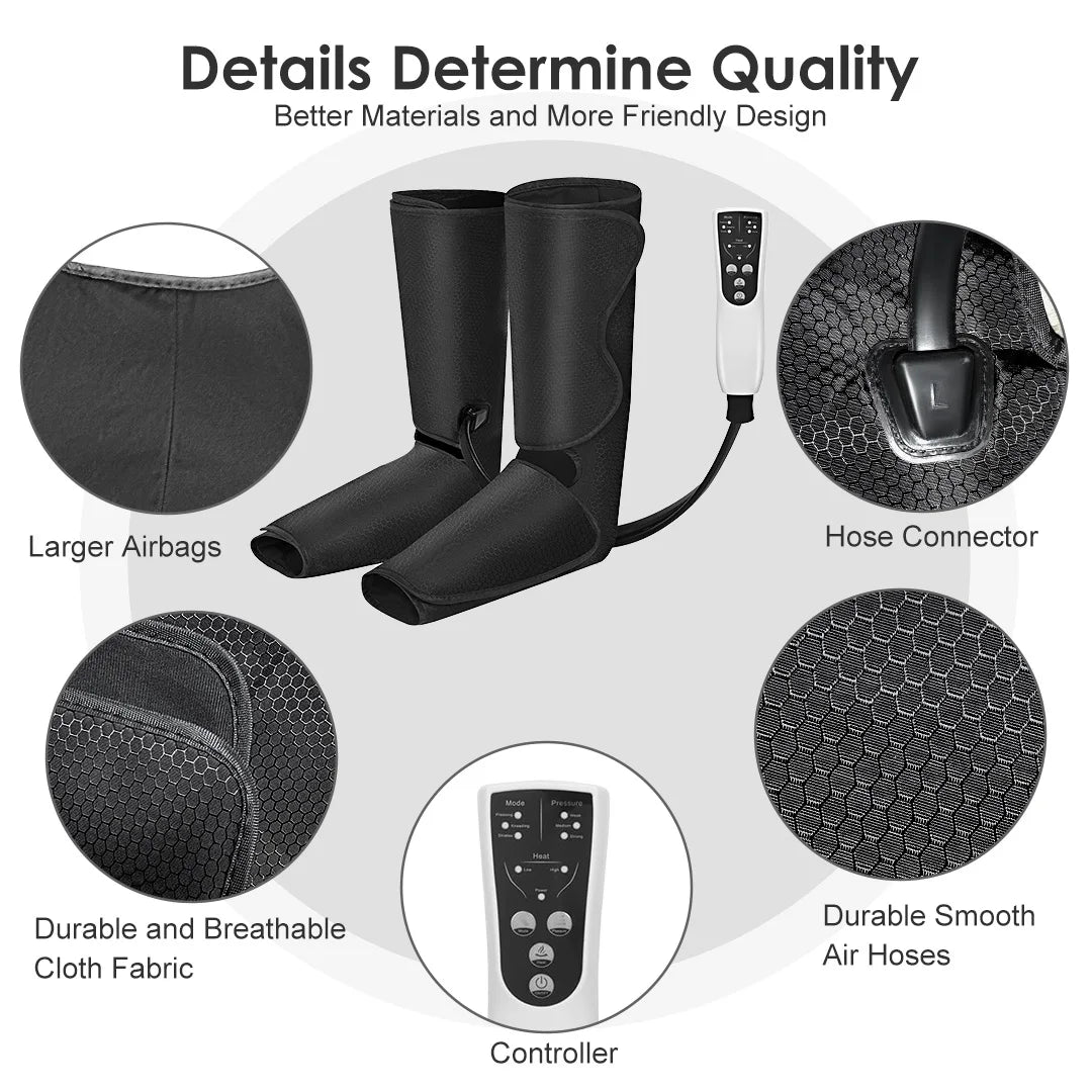 SEJOY Leg Air Compression Massager for Foot Heat,Air Compression Calf Massage & Thigh Massage,Handheld Controller 3 Modes