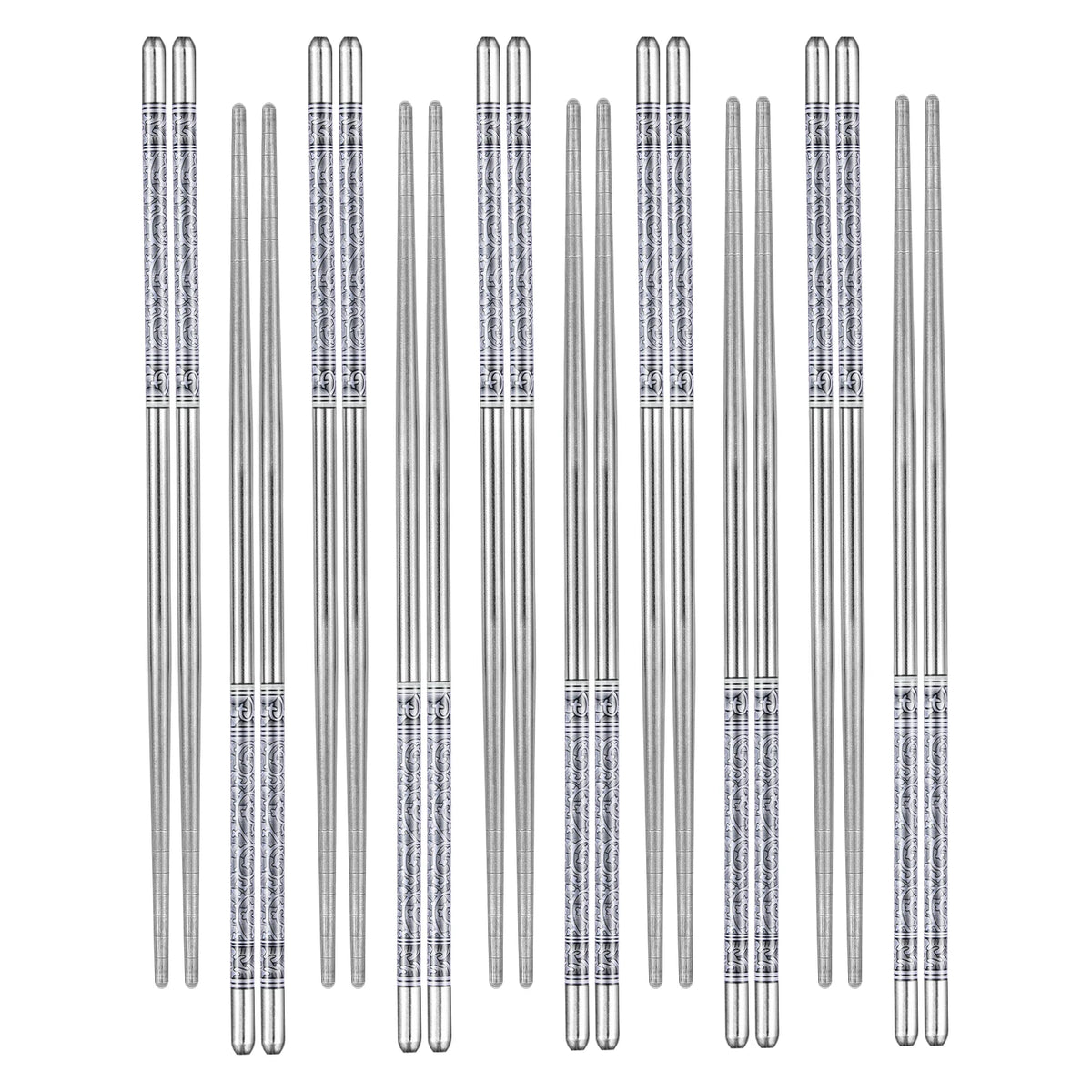 1Pair  Food Stick Chinese Traditional Flowers Pattern Stainless Steel Chopsticks Tableware Christmas Gifts 8.8inch