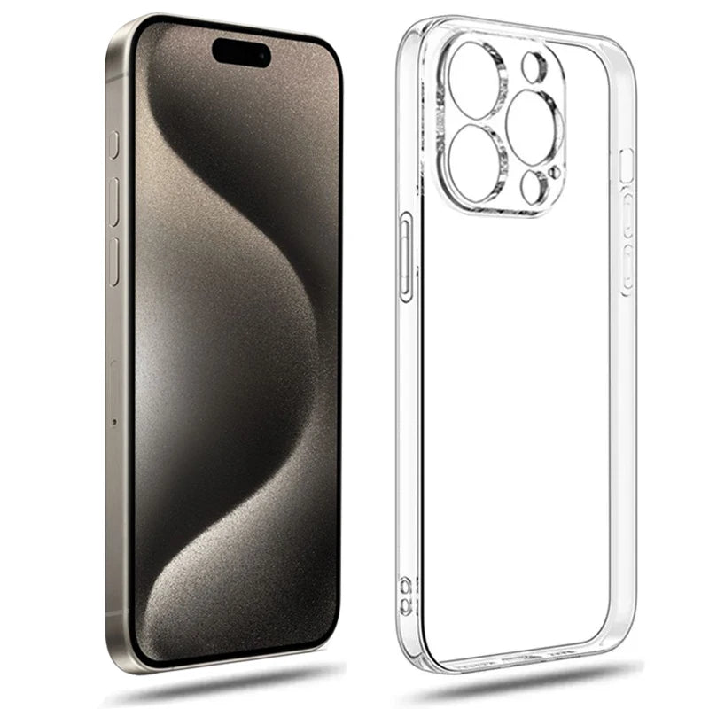 Clear Phone Case For iPhone 16 15 14 13 12 11 Pro Max Silicone Soft Cover For iPhone 13 Mini X XS Max XR 8 7 6 Plus Back Shell