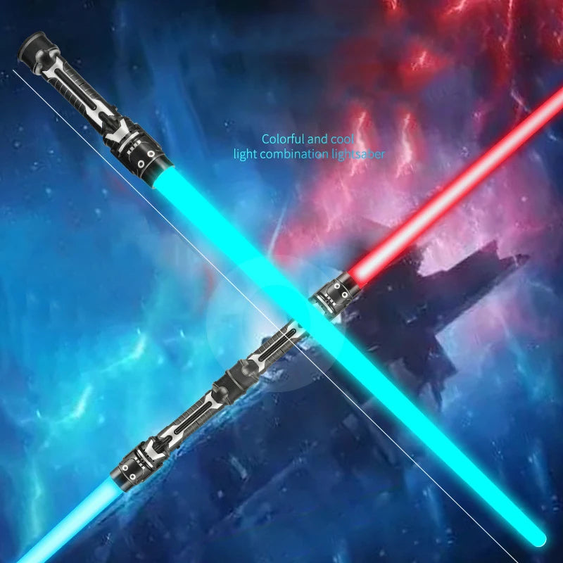 2 in 1 Telescopic Glow Light Sword 7 Color Changing Flashing Stick with Battle Sound Cosplay Party Prop Interactive Play Toy