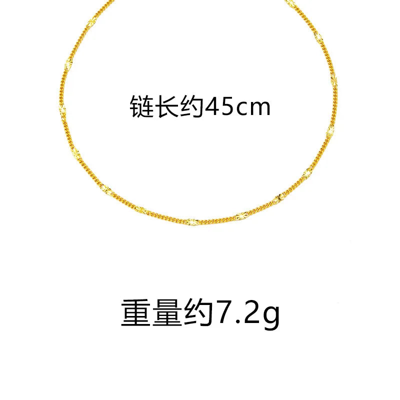 Luxury 24K 9999 Pure Gold real gold Women's Necklace