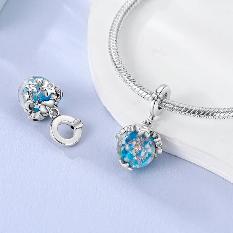 S925 Silver Plated Devil's Eye Guardian Palm Safety Chain Charms Pendants Fit Original Bracelets Fine DIY Birthday Jewelry Gifts