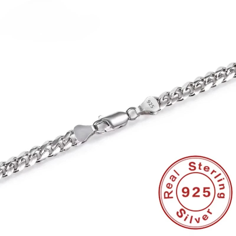 Original 925 Sterling Silver 8MM Cuban Necklace Men Women Wedding Fine Jewelry Accessories Party Gift