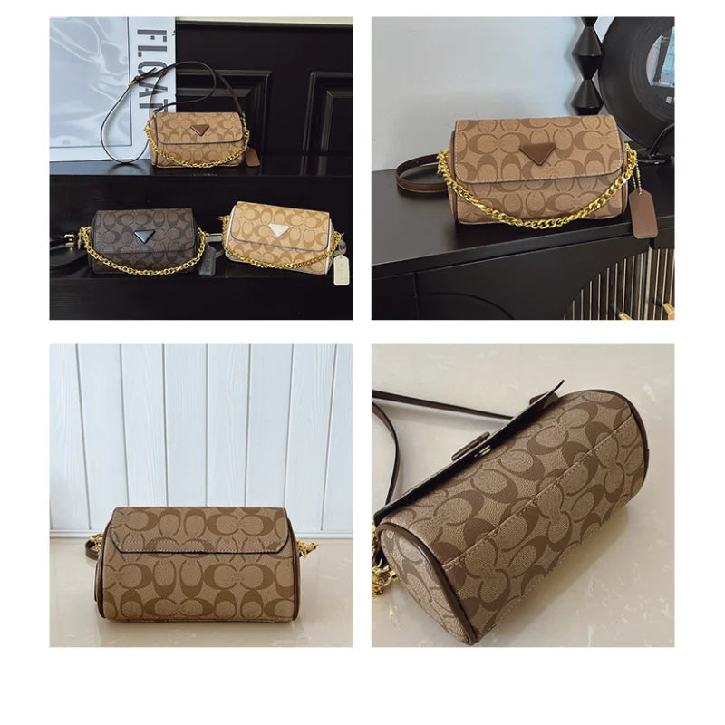 Vintage Printed Women Underarm Bag Fashion Chain Shoulder Purse Casual Crossbody Handbag Versatile Daily Commuter Ladies Bag