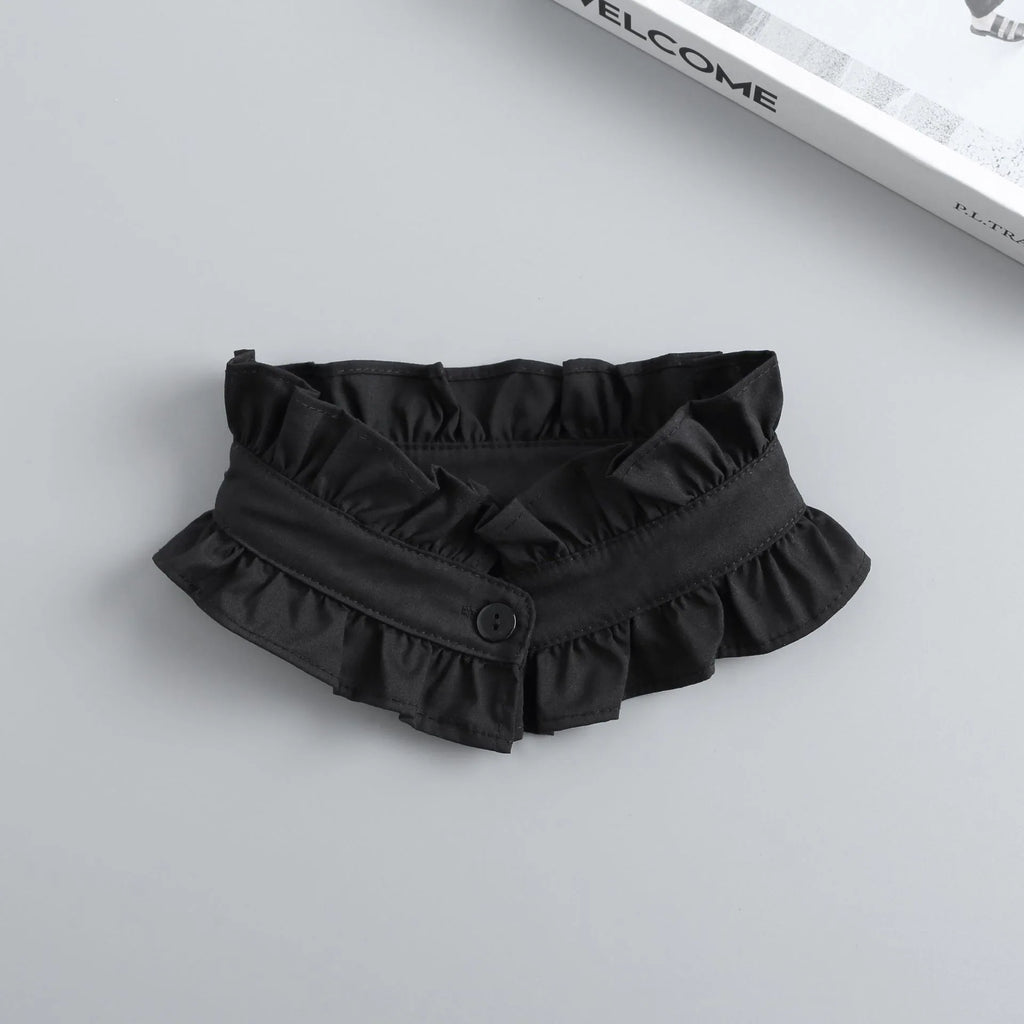 Fashion Ruffles Button Fake Collar for Women Stand Detachable Collar Fake Girls Vintage Lace Ladies False Blouse Collar