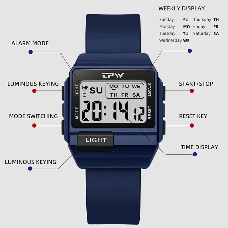 TPW 36mm Midsize Digital Watch For Women Teenage  Meter Water Resistant